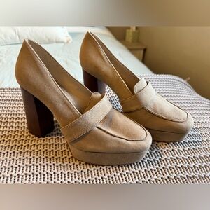 Vince Camuto Faux Suede Platform Loafer 4” Heels